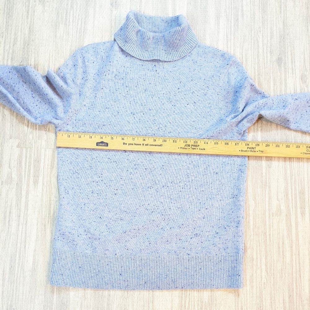 Lands' End Women's Light Blue Speckled Cashmere Turtleneck Sweater Soft Luxury S - Picture 6 of 11